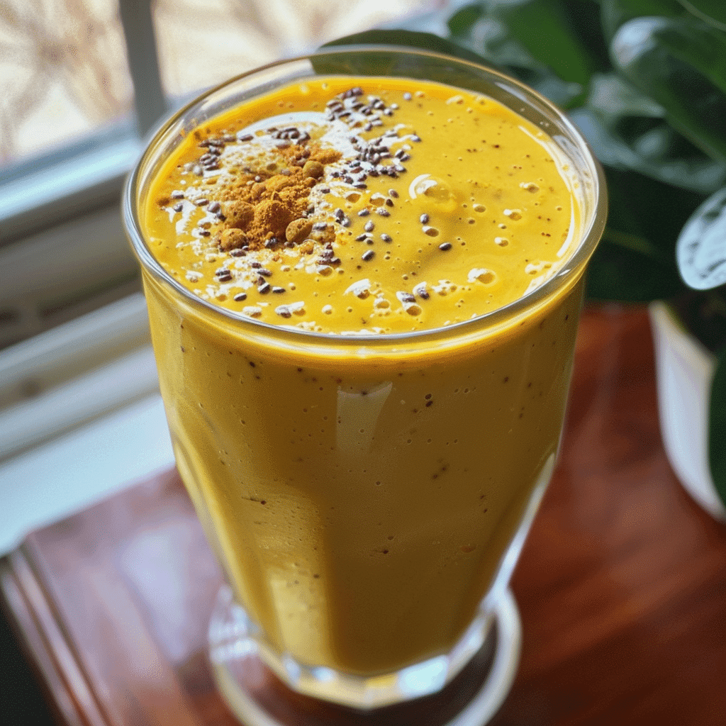 Bee pollen smoothie with peanut butter and spinach