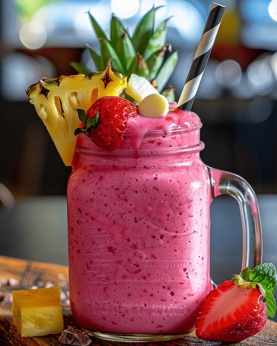 tropical smoothie Bahama Mama recipe in glass