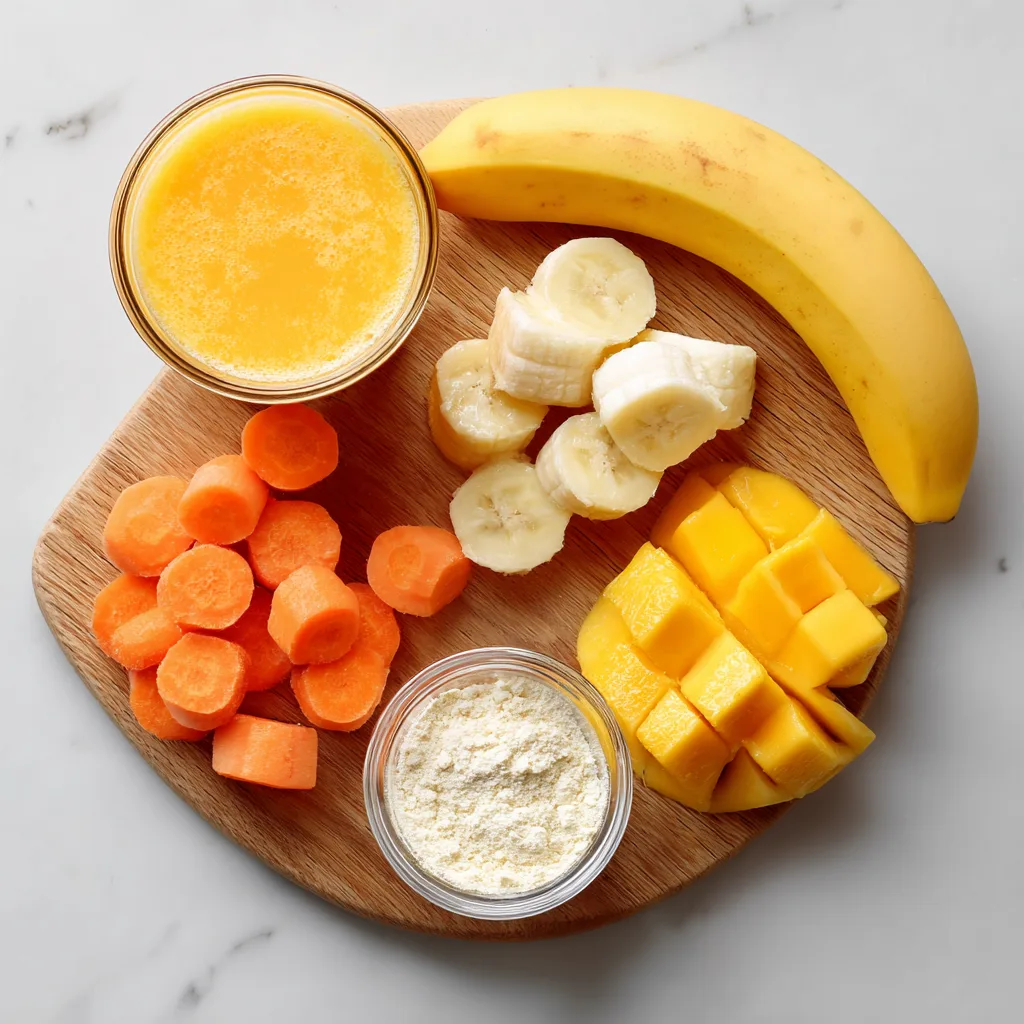 Vegetable Smoothie with Carrots: A Bright, Healthy Way to Start Your Day Vegetable smoothie with carrots ingredients for vegetable smoothie with carrots on a board