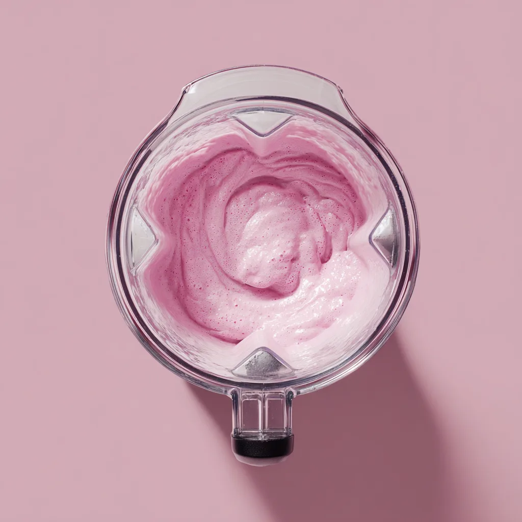 Collagen Smoothie for Radiant Skin: Strawberry Cloud Recipe Collagen Smoothie Collagen smoothie in blender mid-blend