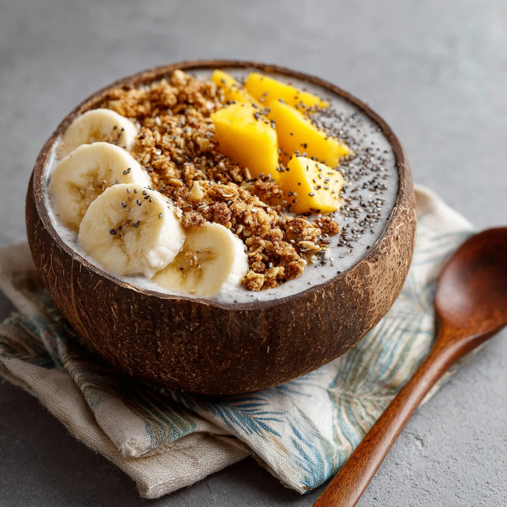 Coconut Smoothie Bowl – A Creamy, Healthy Breakfast You’ll Love coconut smoothie bowl served coconut smoothie bowl in coconut shell