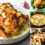 Collage featuring cheesy rotisserie chicken and other delicious rotisserie chicken recipes keto dishes, ideal for low-carb meals.
