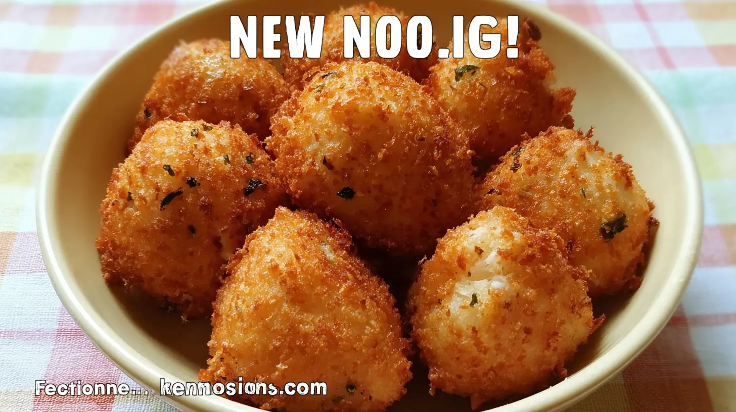 Close-up of golden-brown Crispy Crab Rangoon Bombs in a light yellow bowl, garnished with green herbs.